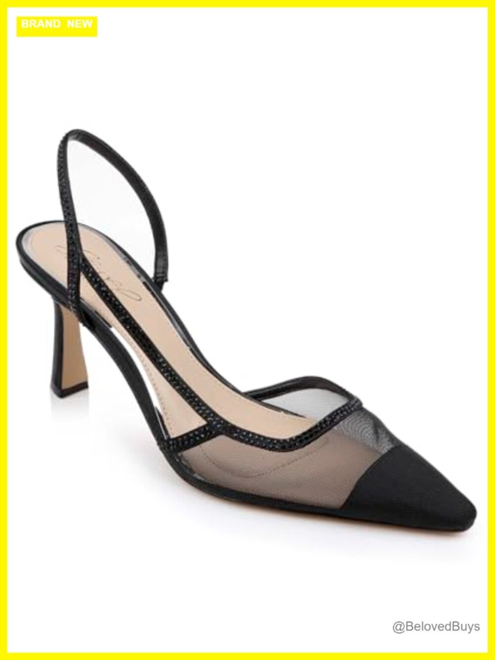 Mesh Slingback Stiletto Heels Pointed Toe Formal Evening Pump